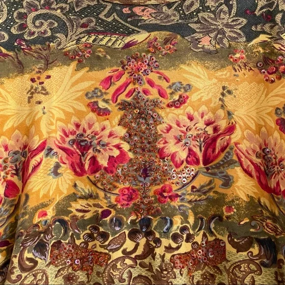 Coldwater Creek Floral Beaded Paisley Cotton Top Blouse SZ 2X - Picture 2 of 6